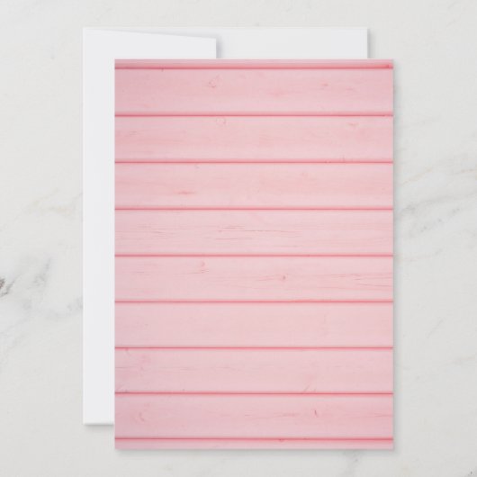 Invitation Pink Rustic Bois Script Baptême Christening (Dos)