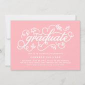Invitation Pink Rustic Calligraphy Graduation Party (Devant)