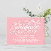 Invitation Pink Rustic Calligraphy Graduation Party (Debout devant)