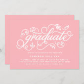 Invitation Pink Rustic Calligraphy Graduation Party (Devant / Derrière)