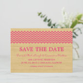 Invitation Pink Rustic Chevron Enregistrer l'Invitation de da (Debout devant)