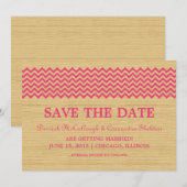 Invitation Pink Rustic Chevron Enregistrer l'Invitation de da (Devant / Derrière)