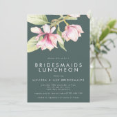 Invitation Pink & Sage Aquarelle Floral Bridesmaiers Déjeuner (Debout devant)