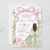 Invitation Pink Sage Bow Coquette Butterfly Princess Quin (Devant)