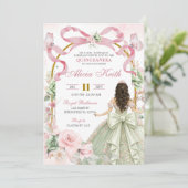 Invitation Pink Sage Bow Coquette Butterfly Princess Quin (Debout devant)