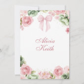 Invitation Pink Sage Bow Coquette Butterfly Princess Quin (Dos)