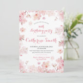 Invitation Pink Sakura Cerry Blossom Sweet 16e anniversaire (Debout devant)