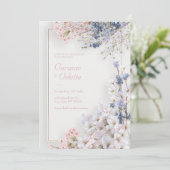 Invitation Pink Sakura Romantic Minimalist Frame Wedding (Debout devant)