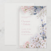 Invitation Pink Sakura Romantic Minimalist Frame Wedding (Devant / Derrière)