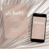 Invitation Pink Sandstone Typography Oh Baby Shower