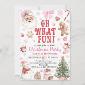 Invitation Pink Santa Winter Oh What Fun Christmas Party (Devant)