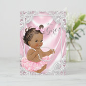 Invitation Pink Satin Pearl Ethnic Girl Baby shower (Debout devant)