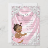Invitation Pink Satin Pearl Ethnic Girl Baby shower (Dos)