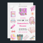 Invitation Pink School tools girl Birthday<br><div class="desc">Pink School tools girl Birthday</div>
