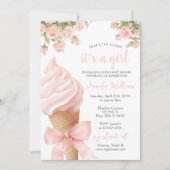 Invitation Pink Scoop Crème glacée Bow été bébé fille douche (Devant)