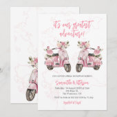 Invitation Pink Scooter plus grande Fête des mariées d'aventu (Devant / Derrière)