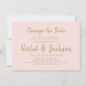 Invitation Pink script minimal modifier le report de date (Devant)