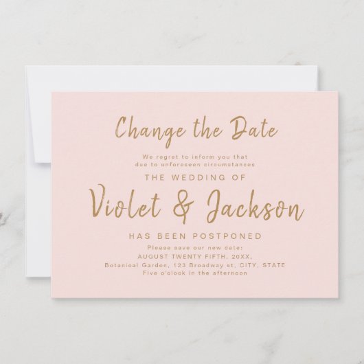 Invitation Pink script minimal modifier le report de date (Devant)