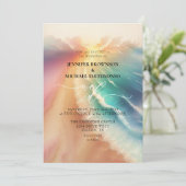 Invitation Pink Sea Ocean Beach Été Aquarelle Mariage (Debout devant)