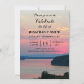 Invitation Pink Seascape Sunset Célébration de la vie (Devant)