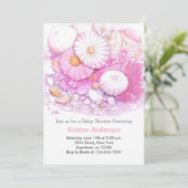 Invitation Pink Seashell Aventure Shore Girl Baby shower (Debout devant)