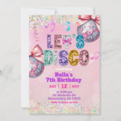 Invitation Pink Sequin Glitter Let's Disco Birthday (Devant)
