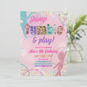 Invitation Pink Sequin glitters gymnastic birthday  (Debout devant)