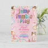 Invitation  Pink Sequin gymnastic girls birthday  (Debout devant)