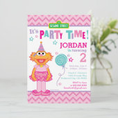 Invitation Pink Sesame Street Zoe Anniversaire (Debout devant)