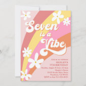 Invitation Pink Seven est une Vibe Retro Daisy Rainbow Annive (Devant)