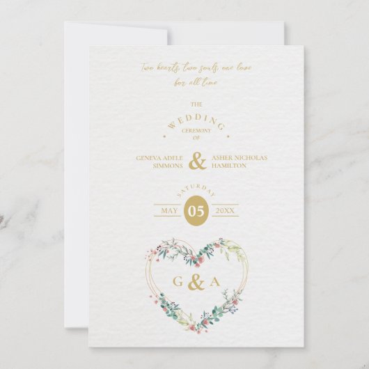 Invitation Pink Shades Heart Luxury Romantic Botanical Floral (Devant)