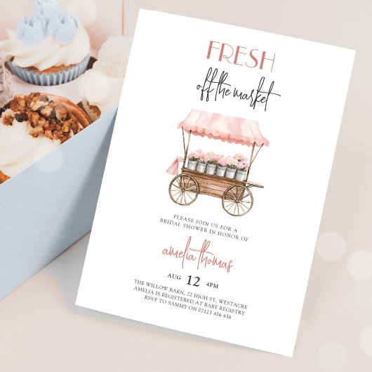 Invitation Pink She's Off Market Farmers Fête des mariées du