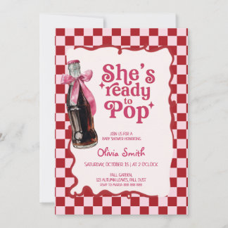 Invitation Pink She's Ready to Pop Soda Baby Shower 