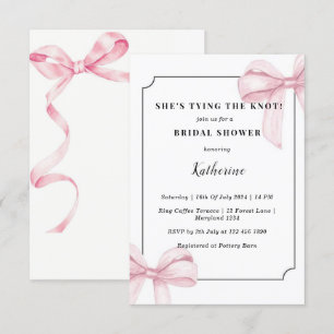 Invitation Pink She's Tying the Knot Bow Fête des mariées