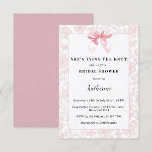Invitation Pink She's Tying the Knot Bow Fête des mariées
