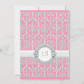 Invitation Pink & Silver, Diamonds & Lace, Mis Quince Anos (Dos)