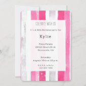 Invitation Pink Silver Glam Stripes Anniversaire (Devant)