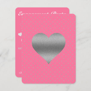Invitation Pink & Silver Heart Polka Fête des mariées Party