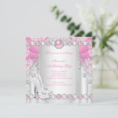 Invitation Pink Silver High Heels Pearthday Party 2 (Debout devant)