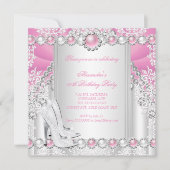 Invitation Pink Silver High Heels Pearthday Party 2 (Devant)