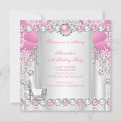 Invitation Pink Silver High Heels Pearthday Party 3 (Devant)