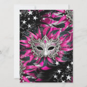 Invitation Pink Silver Sparkle Magical Night Masquerade Party (Dos)