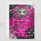 Invitation Pink Silver Sparkle Magical Night Masquerade Party (Devant)