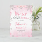 Invitation Pink Silver Winter Wonderland (Debout devant)
