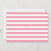 Invitation Pink Simple Typographie Stripes Girl Baby shower (Dos)