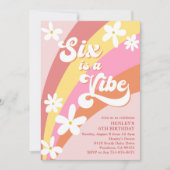 Invitation Pink Six est Vibe Retro Daisies Rainbow Anniversai (Devant)