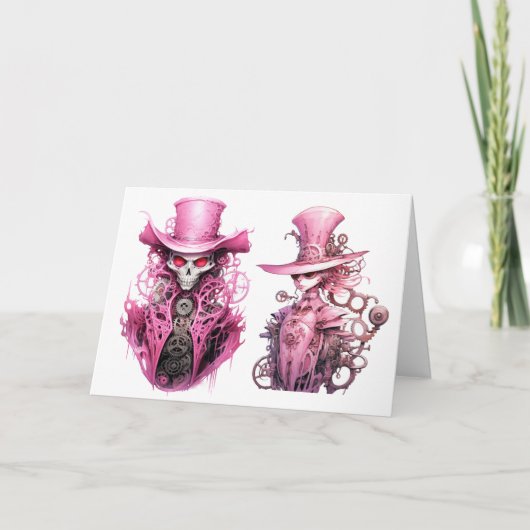 Invitation Pink Skeleton Ghost Steampunk (Devant)