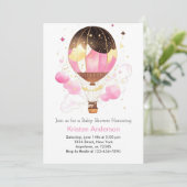 Invitation Pink Sky Balloon Adventure Girl Baby shower (Debout devant)