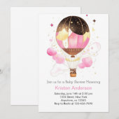 Invitation Pink Sky Balloon Adventure Girl Baby shower (Devant / Derrière)