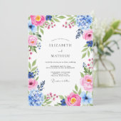 Invitation Pink Sky Blue Resplendent Spring Wedding (Debout devant)